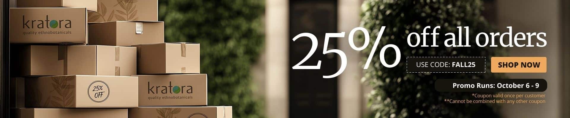 Use code FALL25 at checkout to receive 25% off all orders.