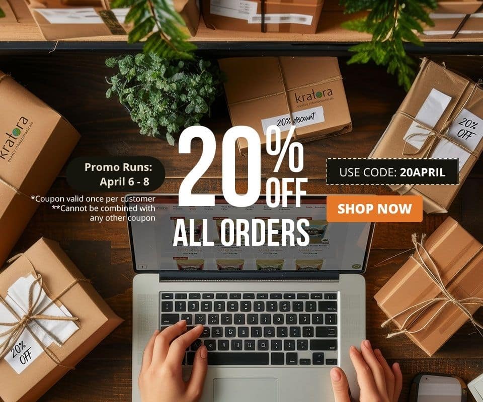 Use code 20APRIL to receive 20% off your order until 4/8