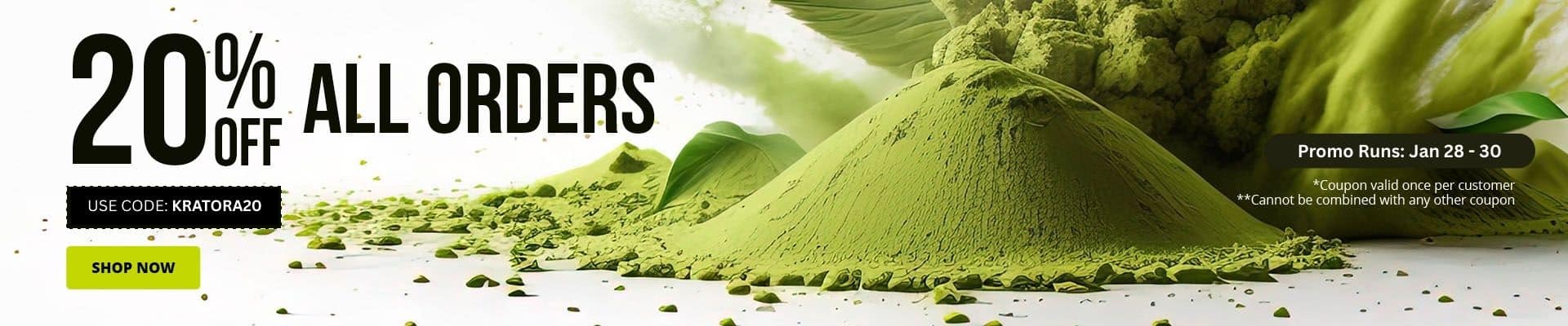 Use code KRATORA20 until Jan, 30 to receive 20% off your order.