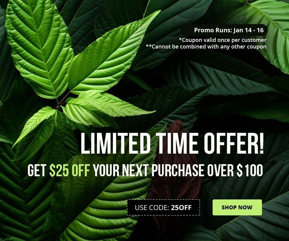 Use code 25OFF at checkout to receive $25 off your order over $100 until 1/16