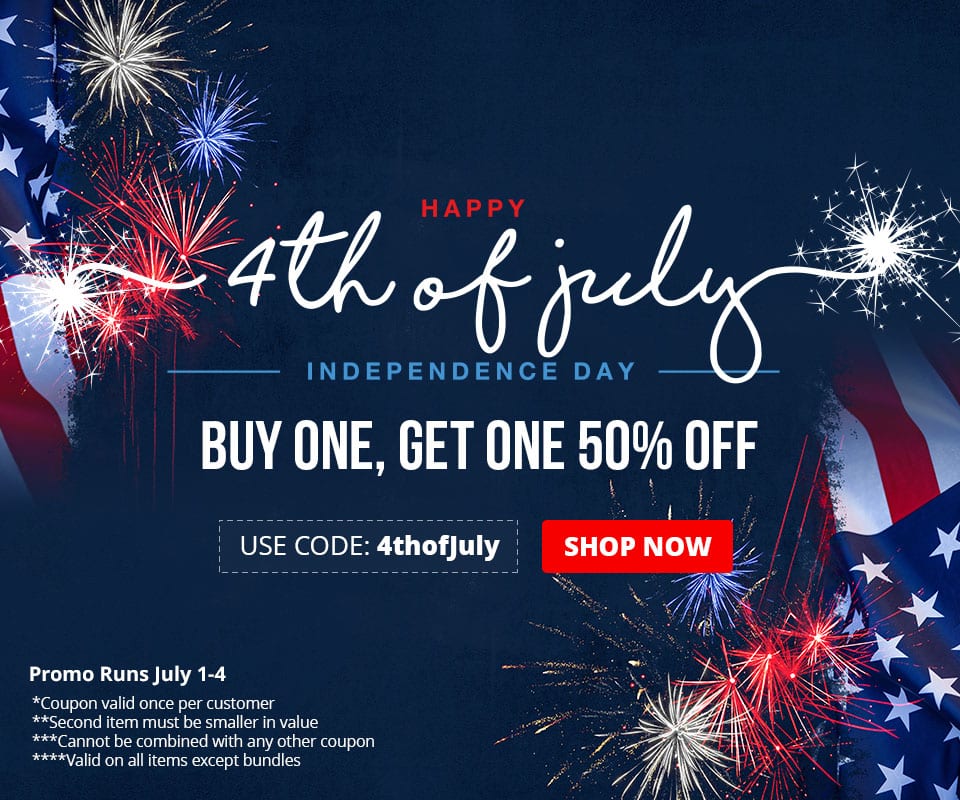 Use coupon code 4thofjuly to get 50% off scond item of a smaller value. Promo ends 7/4