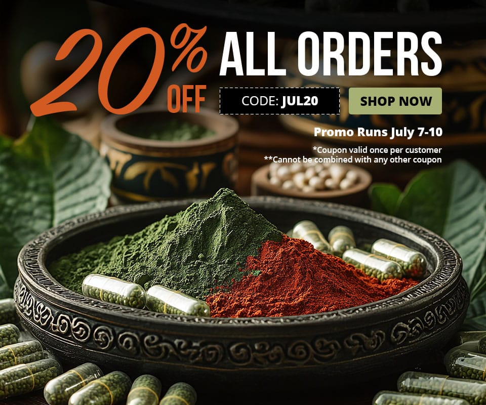 Use code JUL20 at checkout to receive 20% off every order until 07/10