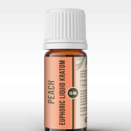 A bottle of peach euphoric liquid kratom.
