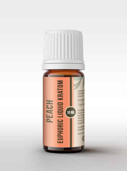 A bottle of peach euphoric liquid kratom.