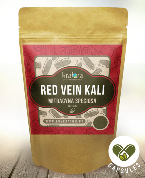 Pouch of Red Vein Kali Mitragyna speciosa Capsules