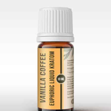 A bottle of vanilla coffee euphoric liquid kratom.