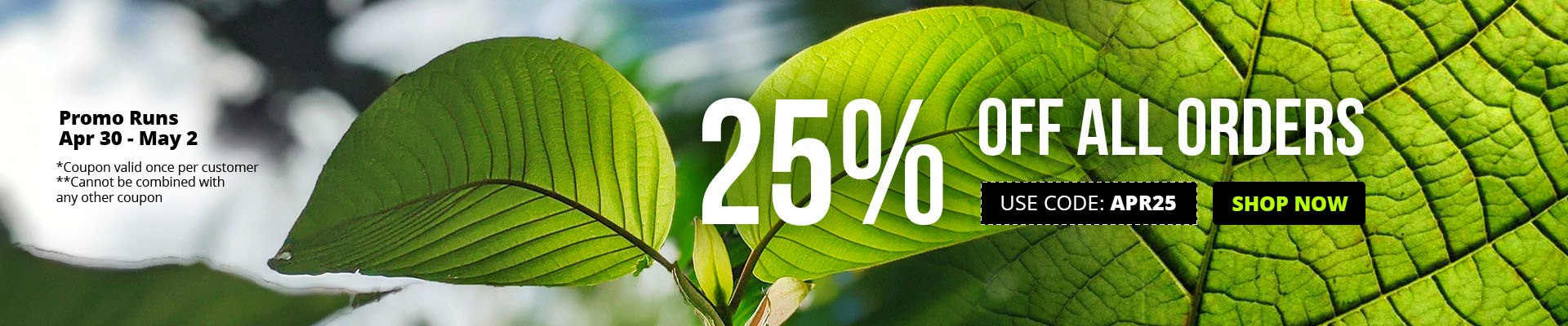 25% off all orders when you buy kratom at Kratora. Use code APR25 at checkout