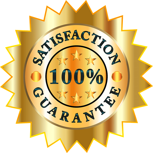 Gold star logo with the words ‘100% satisfaction guarantee’ 