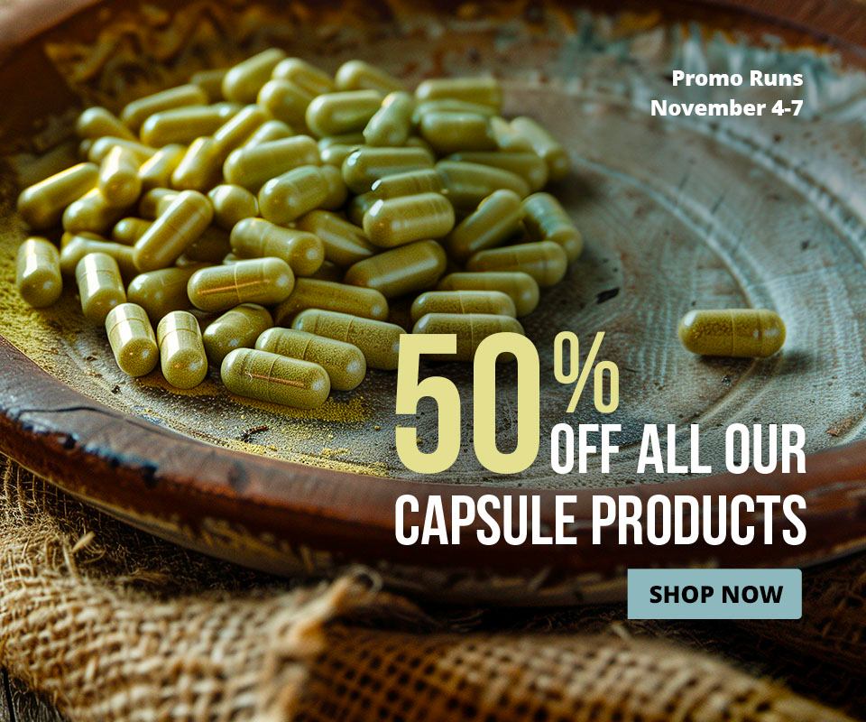 50% off all our kratom capsules