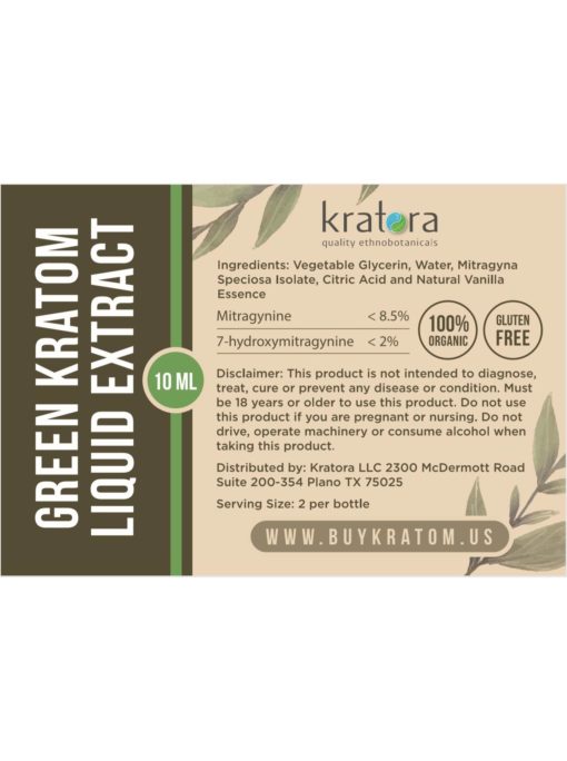 Bottle Sticker of Green Kratom Liquid Extract