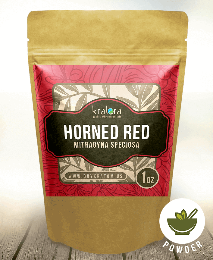A packet of Kratora’s most powerful Horned Red kratom.