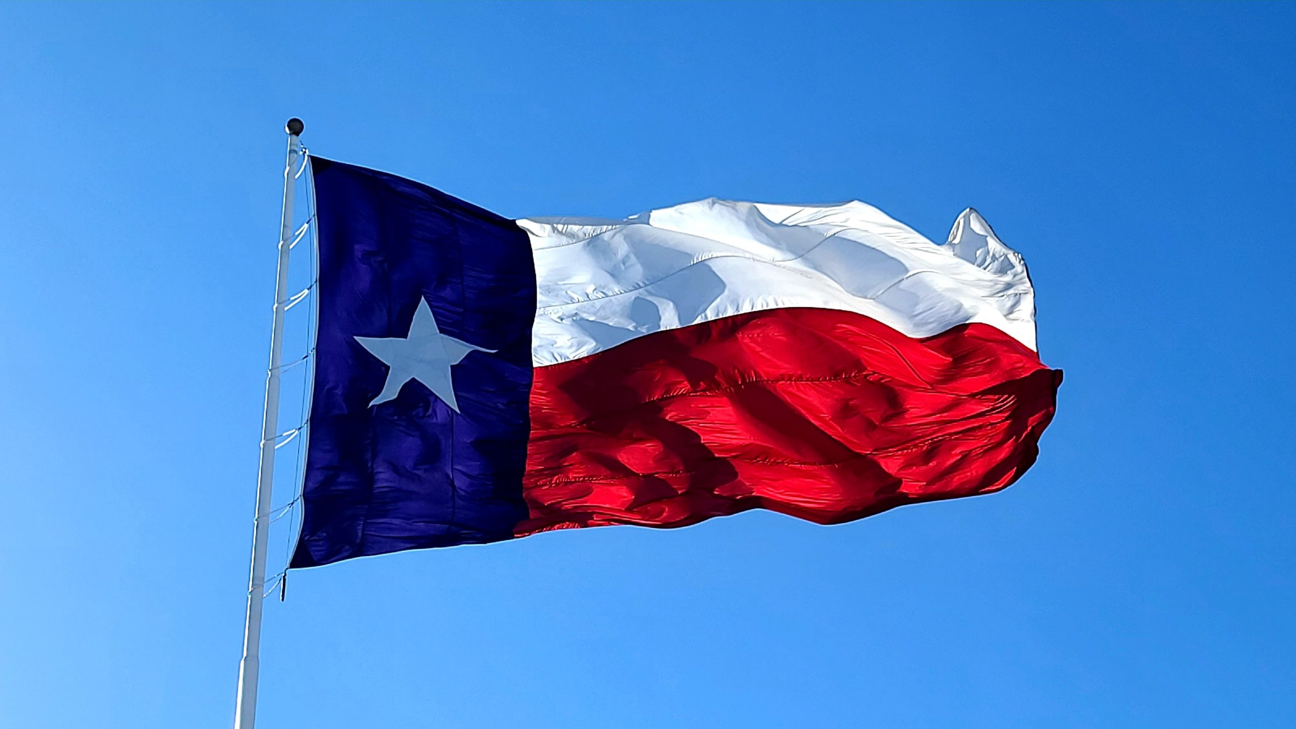 Texas flag blowing in the breeze