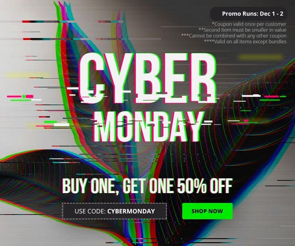 Use code CYBERMONDAY until 12/2 to receive 50% off your second item of a smaller value.