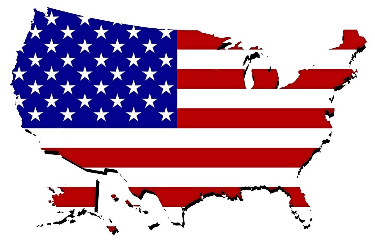 United States flag in the shape of the U.S.